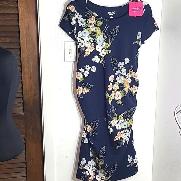 Isabel Maternity by Ingrid & Isabel Dresses & Skirts - Isabel Maternity Maxi- Dress, Size Large, NWT,  Navy with White & Orange Flowers